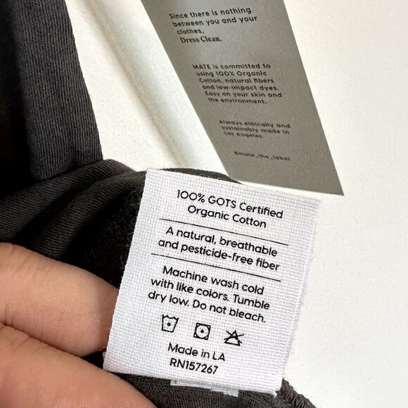 NWT MATE the Label Charcoal Organic Cotton Raw Neck Boxy Tee - Size XS - Picture 4 of 11